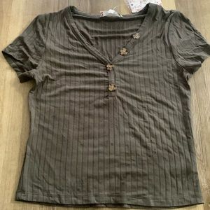Ribbed Henley baby tee